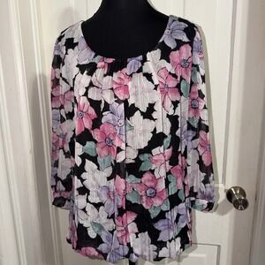Women's size small shirt, top Sara Michelle Floral Blouse, flowers, pink